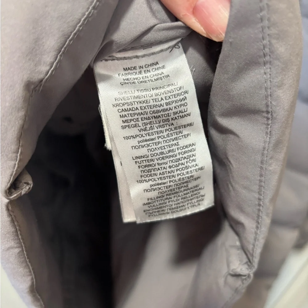 Lauren Ralph Lauren Sz M Gray Quilted Hooded Down Puffer Mid Length Jacket Coat